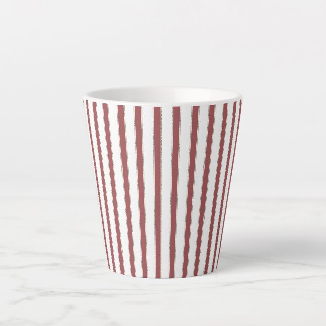 Caneca De Café Latte Listras Vermelhas Brancas de Natal (Frente)