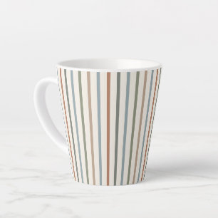 Caneca De Café Latte Listras Verticais Boho Tons Terrosos Padrão Minima