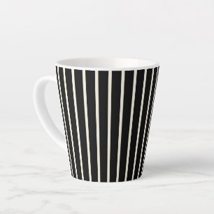 Caneca De Café Latte Listras Verticais Clássicas Preto e Branco