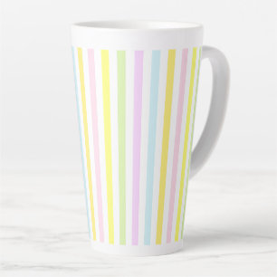 Caneca De Café Latte Listras Verticais Lindas em Cores Pastel