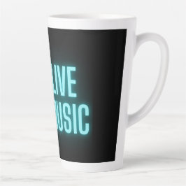 Caneca De Café Latte Live Music Neon Guitar