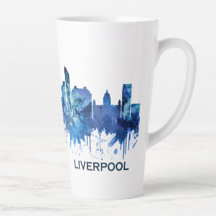 Caneca De Café Latte Liverpool England Skyline Blue