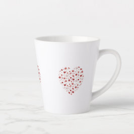 Caneca De Café Latte Livro Vermelho e Padrões de Leitura Cute no coraçã