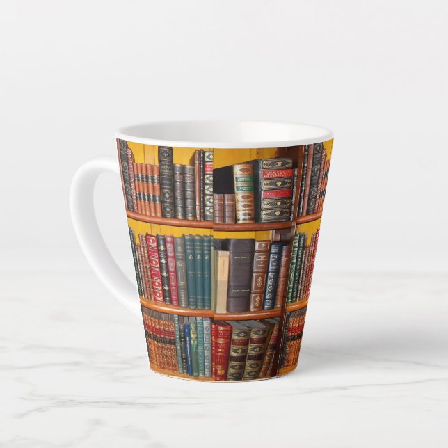 Caneca De Café Latte Livros Antiguos Pequenos Latte Mug (Ângulo esquerdo)