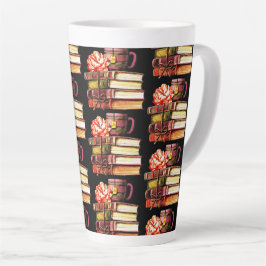 Caneca De Café Latte Livros Negros E Chá