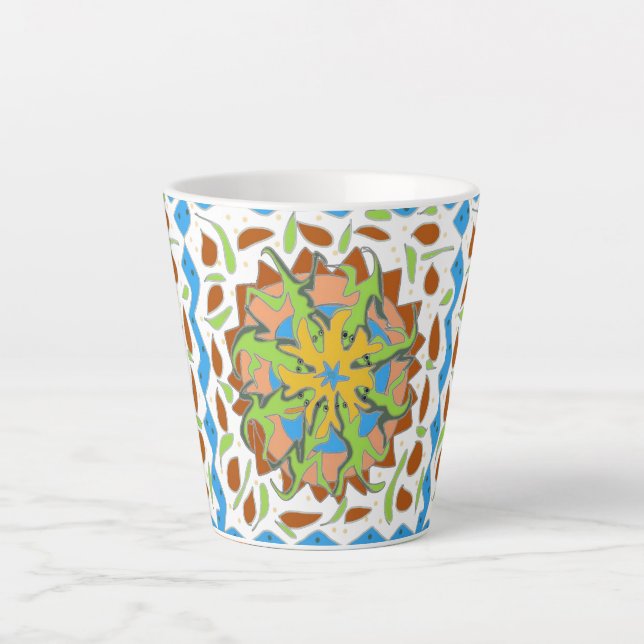Caneca De Café Latte Lizard Mandala (Frente)
