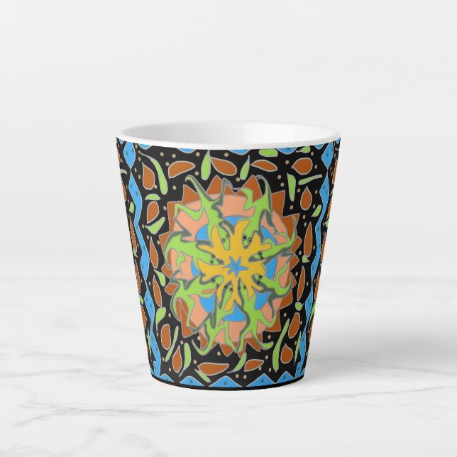 Caneca De Café Latte Lizard Mandala (Frente)