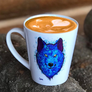 Caneca De Café Latte Lobo Azul - 12 oz. Latte Mug