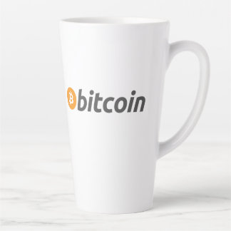 Caneca De Café Latte Logotipo Bitcurrency grande com símbolo laranja de
