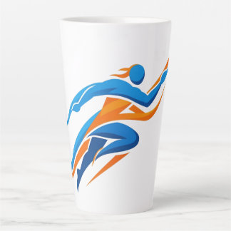 Caneca De Café Latte Logotipo Dinâmico de Corredor Azul Laranja Velocid