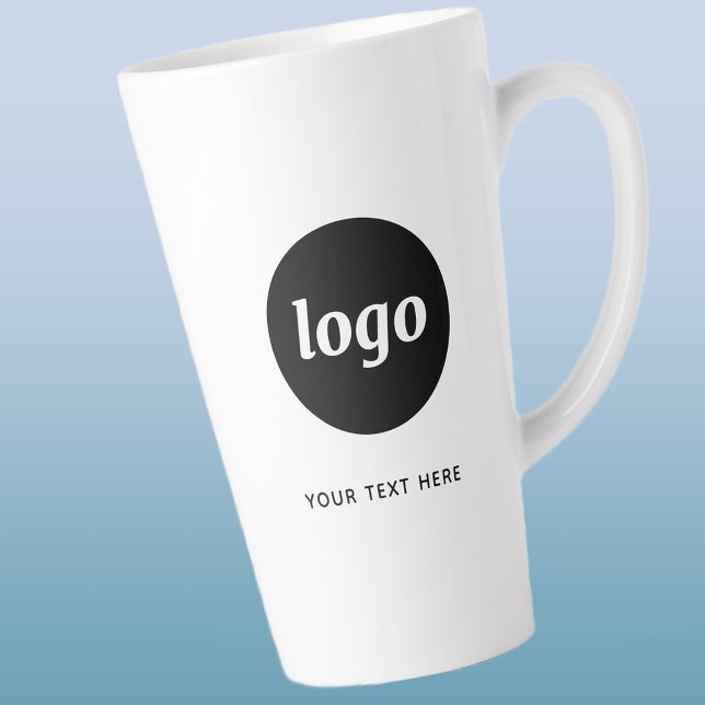 Caneca De Café Latte Logotipo e Texto Simples Empresarial (Logo with text business promotional latte mug)