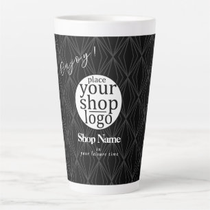 Caneca De Café Latte Logotipo Preto da Geometria Moderna