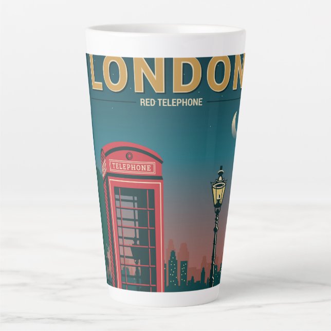 Caneca De Café Latte Londres Red Telephone (Frente)
