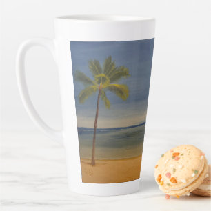 Caneca De Café Latte Lone Palm Tree on the Beach, por Gary Poling