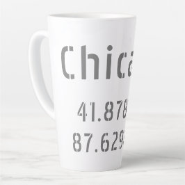 Caneca De Café Latte Longitude do Chicago Latitude