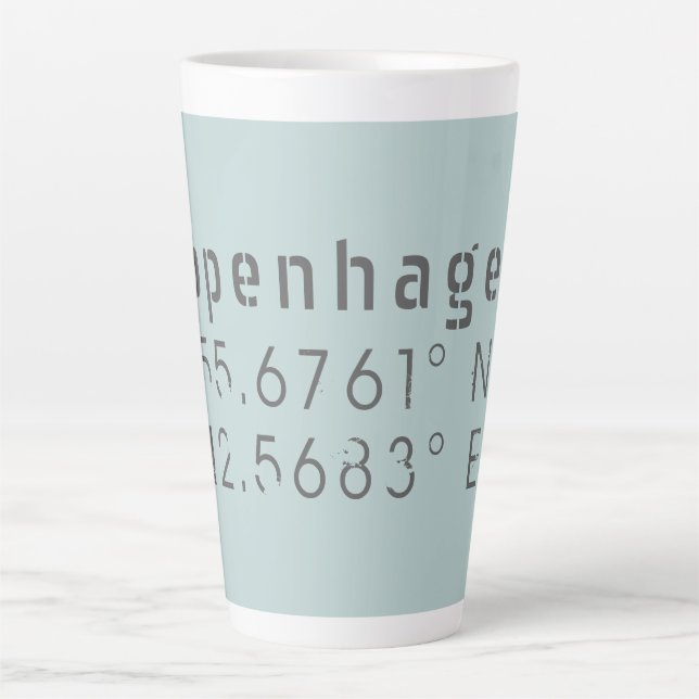 Caneca De Café Latte Longitude do Latitude Copenhaga (Frente)