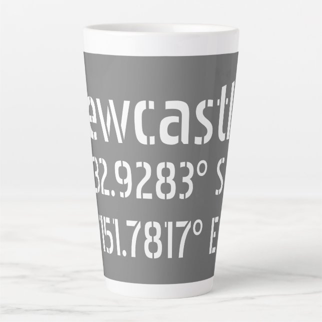 Caneca De Café Latte Longitude do Latitude NSW de Newcastle (Frente)