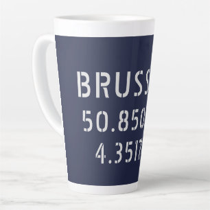 Caneca De Café Latte Longitude em Bruxelas Latitude