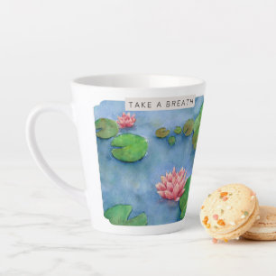 Caneca De Café Latte Lotus flower watercolor