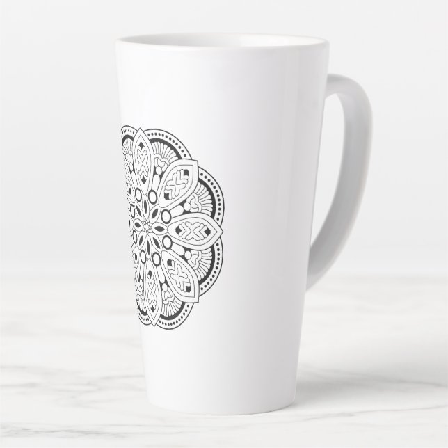 Caneca De Café Latte Lotus Mandala Design (Ângulo direito)