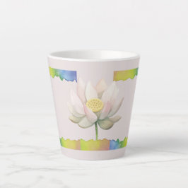 Caneca De Café Latte "Lotus Pastel Latte Mug - Serene e Elegante Desig