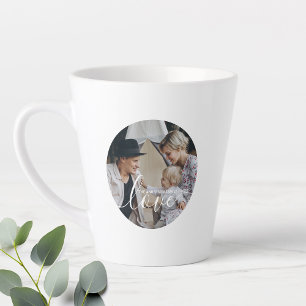 Caneca De Café Latte 'Love' Foto personalizada da família com nome pers