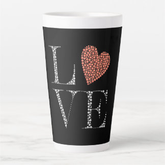 Caneca De Café Latte Love Heart Design – Red Gradient Heart on Black 