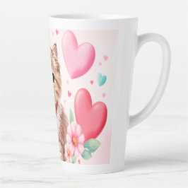 Caneca De Café Latte Lovely kitten hearts