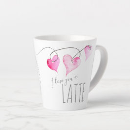 Caneca De Café Latte Lover de café com Dia de os namorados de Corações