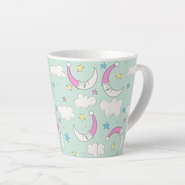 Caneca De Café Latte Lua Adormecida (Ângulo direito)