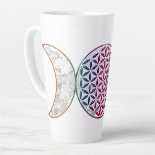 Caneca De Café Latte Lua Mágica Tripla - Flor Espírito Da Vida 2 Caf
