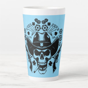 Caneca De Café Latte Lucky Poker Skull