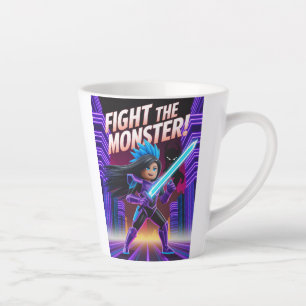 Caneca De Café Latte Lute contra o monstro 