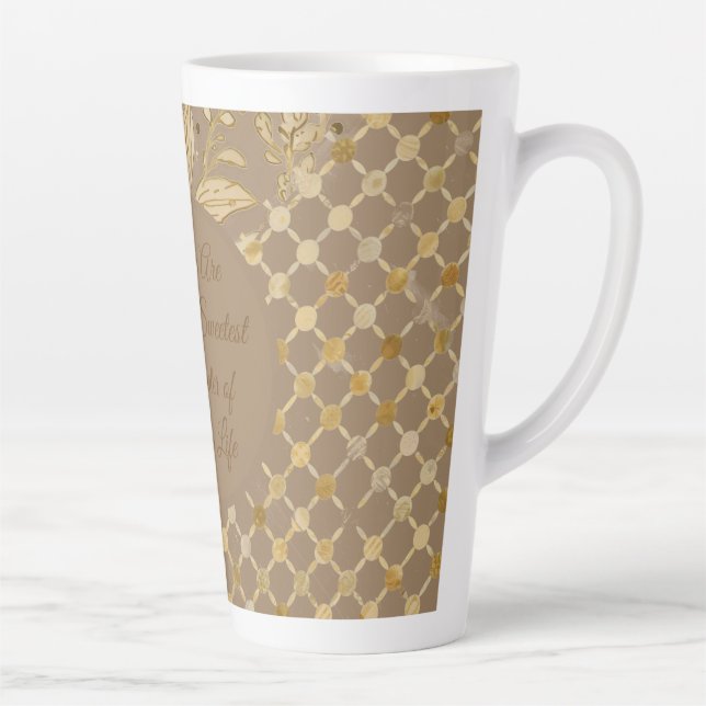 Caneca De Café Latte Luxo, Dia dos Namorados, Flores Douradas, Pixels  (Direita)