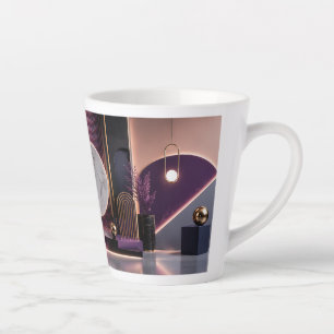 Caneca De Café Latte Luxuoso Geométrico Abstrato Rico Roxo e Dourado