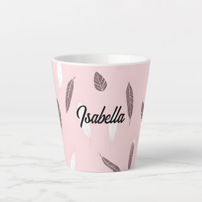 Caneca De Café Latte Luxury Popular Feathers Boho Collection (Frente)