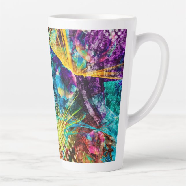 Caneca De Café Latte Luzes de Espaço Abstrato Show (Direita)