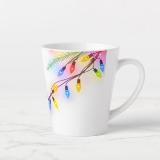 Caneca De Café Latte Luzes de Natal brilhantes de várias cores