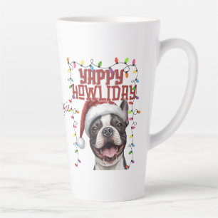 Caneca De Café Latte Luzes de Natal de Bulldog Francês Fofo