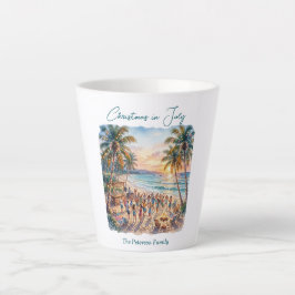 Caneca De Café Latte Luzes de Natal em Palmeiras Festa de Natal em Julh