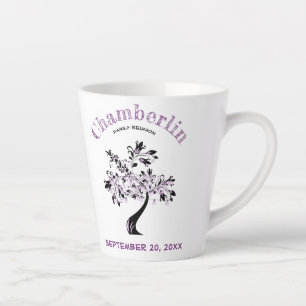 Caneca De Café Latte Luzes Florais Roxas de Tendência da Reunião Fami