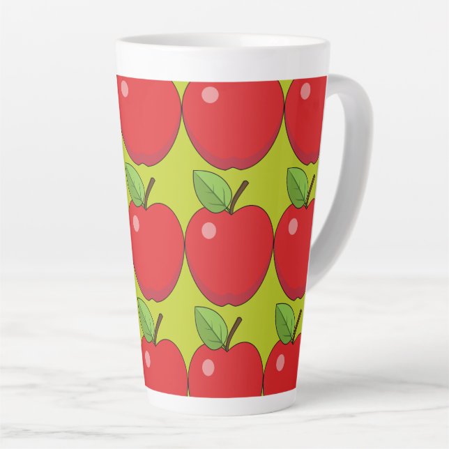 Caneca De Café Latte Maçã Vermelha (Ângulo direito)