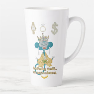 Caneca De Café Latte Macaco de arte zen Manifestando Riqueza