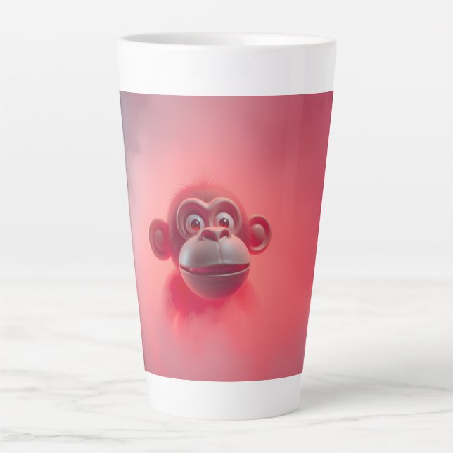 Caneca De Café Latte Macaco Divertido (Frente)