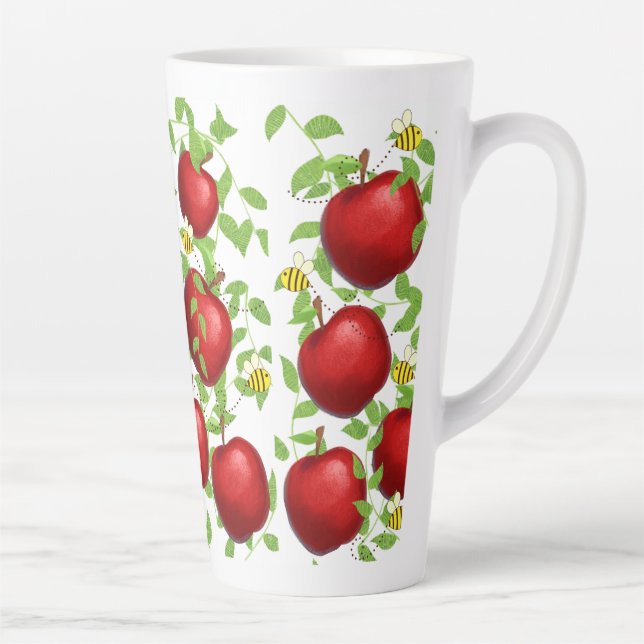 Caneca De Café Latte maçãs Frutas padrão  (Direita)