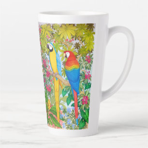 Caneca De Café Latte Macaw Parrots na Selva