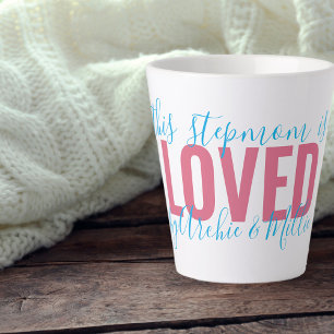 Caneca De Café Latte Madrasta Amada por .. Personalizado Rosa Turquesa