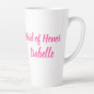 Caneca De Café Latte Madrinha de casamento cor-de-rosa Nome Personaliza