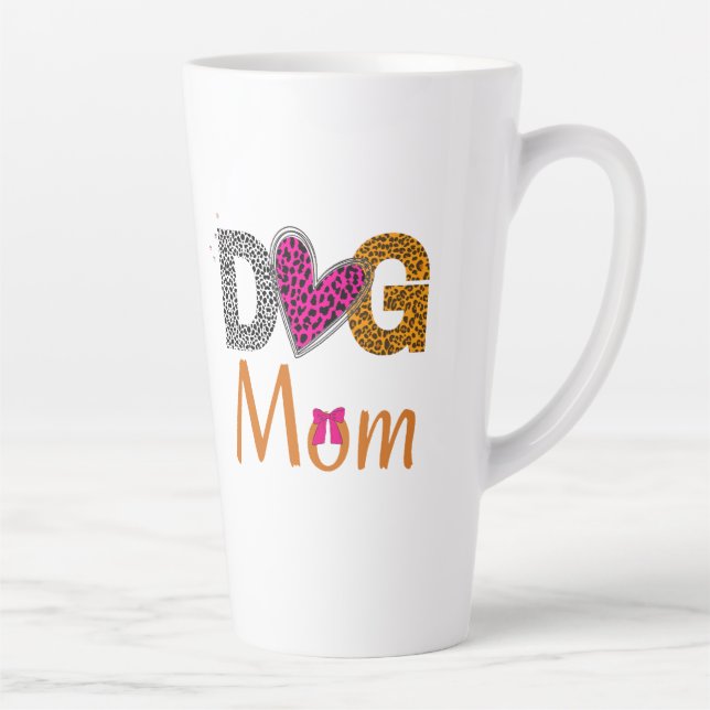 Caneca De Café Latte Mãe de Cachorro Estampa de Leopardo/Presente de Am (Direita)
