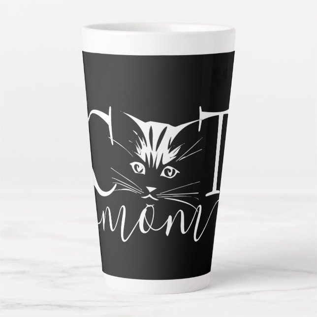 Caneca De Café Latte Mãe de gato  (Frente)